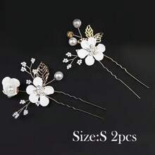 2/3/4 piezas Pasador de pelo con flores y perlas de imitación para mujer, y 1 peineta para bodas, fiestas, tocados estilo bohemio