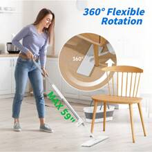 Oshang Flat Mop And Collapsible Bucket OG7 With Wheels, 2 Washable Reusable Microfiber Pads, Pure White - Ivory White - View 9