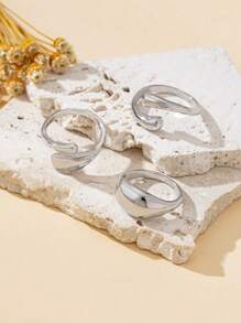 3pcs/Set Open Adjustable Women Fashion Rings, Suitable For Daily Wear, Street Hip Hop Style