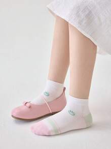 10 pares/5 pares Calcetines cortos para niñas y niños con diseños de dibujos animados, letras, rayas y moños en contraste con malla, transpirables y de secado rápido para el verano, la primavera, el otoño y actividades deportivas, regalos para niñas, niños, mamá y papá