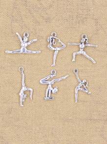 Charms Gymnastics Player Gymnast Sporter Silver Color Pendants