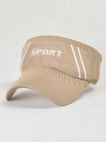 1pc Women's Summer Sports Open Top Breathable Mesh Visor Sun Hat - Khaki - View 9