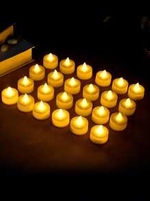 6/12/24 piezas Velas LED electrónicas con batería, velas de té sin llama para deseos, decoración romántica, adecuadas para cumpleaños, fiestas, bodas, iluminación cálida - Blanco - Ver 3