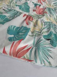 女童时尚向日葵荷叶边半身裙 - 高腰、A 字形、贴身夏季海滩中长裙，分层下摆，荷叶边下摆，高腰、贴身、度假、海滩 - 彩色 - 查看 3