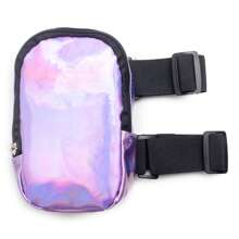 Hot Unisex Sport Waist Phone Belt Bag Fashionable Holographic Laser PU Leg Bag Adjustable Thigh Zipper Closure Water-Proof