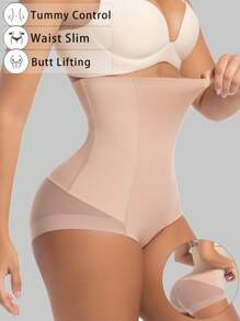 Women's High-Waist Tummy-Control Sheer Ice Silk Seamless Shapewear Underwear For Butt Lifting - Apricot - View 1