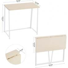WOHOMO Folding Desk,Small Foldable Desk 80cm For Small Spaces,Space Saving Computer Table Writing Workstation For Home Office,Easy Assembly,Oak - Beige - View 3