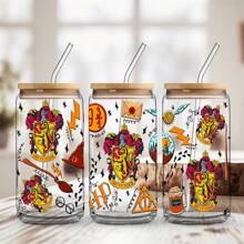 1pc 16oz Harry Potter House Personalized Creative Printed Glass Water Cup - Transparent - View 12