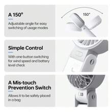 JISULIFE Ventilatore portatile JISULIFE Life7 - Massima flessibilità: motore ad alta potenza, display LED, ricaricabile 3600mAh, 5 velocità, design pieghevole, 3 in 1 portatile per mano/scrivania/collo, ideale per viaggi, regalo per le donne