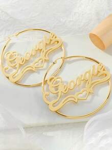 Stainless Steel Personalized Name Earrings, Hypoallergenic Earring Studs, Minimalist Jewelry Gift For Women, All-Season Daily Wear, Customized Letter Hoop Earrings, Design - Multicolor - View 6