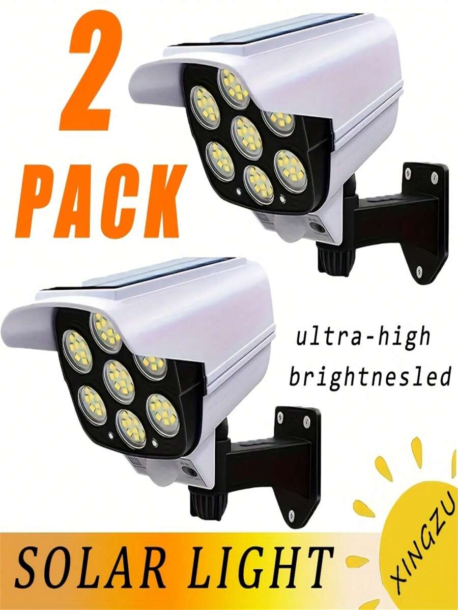 Um Conjunto de Duas Luzes de Parede a Energia Solar com Sensores de Movimento e Controle Remoto, Projetadas para Uso Externo. Elas são Adequadas para Pátios, Garagens e Fazendas, com Design à Prova de Furto e Classificação IP44., Iluminação de Jardim Exterior para Caminho, Quintal, Pátio