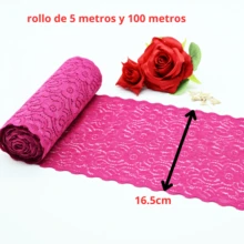 Cinta de 5 metros | Rollo de 100 metros de Encaje Elengante - 16.5 cm de Ancho - Modelo: BT002 - Disponible en Diversos Colores - Perfecto para Todos tus Proyectos Creativos - Vino - Ver 6