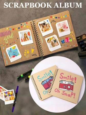 1 Stück Heim DIY Fotoalbum, 20 Seiten Hardcover Kraftpapier Poesiealbum, geeignet für Hochzeit, Jahrestag und Familie