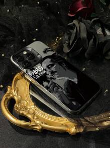 1 Stück Farbblock Handyhülle mit Zwinkermann Motiv, modischer Textdruck schützende Hülle, kompatibel mit Apple iPhone11/12/13/14/15/16/16Pro/16ProMax und Galaxy A05/A15/A25/A35/A53/A54/A55/S23/S24