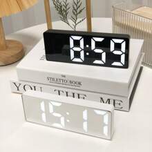 1pc Digital Clock, New LED Bedside Alarm Clock, Electronic Desktop Clock With Temperature Display, Voice Control, 12/24 Hour Format, Compact & Elegant Design, Suitable For Bedroom Decor (Batteries And Adapter Not Included), Birthday Gift, Graduation Gift, Dorm Decor, Back To School Gift, School Decor, Surprise Gift, Home Decor, Study Supplies
