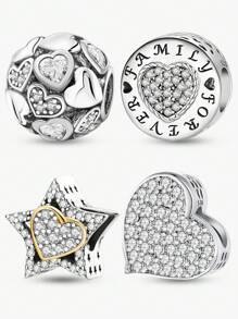 1 PC 925 Sterling Silver Twisted Heart Pendant Charm Pendant Ball Suitable For Bracelets DIY Women's Jewelry Valentines