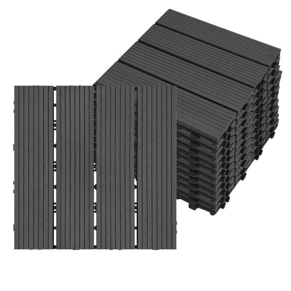 11er Set WPC Terrassenfliesen, 30x30cm Balkonfliesen Klickfliesen, WPC Fliesen für 1m², Bodenbelag mit Drainage und Klicksystem, Terrassendielen für Balkon Terrasse