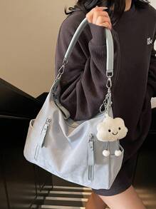 Large Capacity Fashion Versatile Matte Shoulder Bag, High-End Casual Beach Tote Handbag Shopping Bag