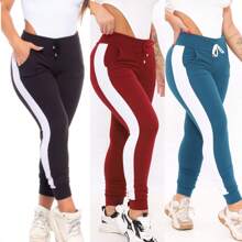 Kit 3 Crepe Knit Trousers With Belt - Black Wine Blue - View 1