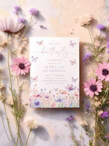 Personalized Custom Text Butterfly Birthday Invitation, Birthday Invitation, Floral Butterfly Birthday Invitation, Pink Purple Butterfly Party, Birthday Party Card, Wedding Invitation, Wedding Card., Multi-Functional, Ornamental, Reusable, Modern, Colorful, Cute, Vintage, Cartoon, Kawaii, Funny, Workers, Clients, Students, , For Business/Work/Office, For School, Back To School, School Supplies, Multi-Functional, Unique, Customized, Workers, Clients, Students, For Business/Work/Office, For School,School Supplies,Back To School,School Gift,For Office,For School,For Classroom,For Teacher Gifts,For University,For Colleague,For Dorm Rooms,For Teacher,For Boys And Girls,For Teenagers,Junior High School Students,Middle School Students,High School Senior High School Students,College Students,University Students,Freshman,Sophomore,Underclassmen - Multicolor - View 5