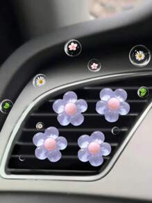 4pcs Car Air Outlet Decoration With Ice Transparent Small Flowers Car Air Conditioning Outlet Decoration - one-size - View 2