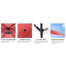 9.8ft Offset Patio Cantilever Parasol Outdoor Sunshade With Easily Adjustable Tilt, 8 Ribs, UV Protection For Backyard, Lawn And Pool