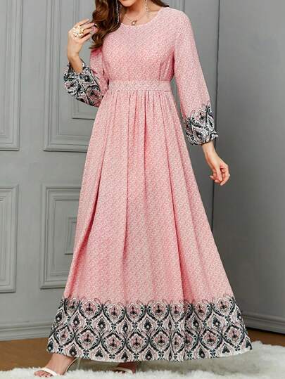 Robe imprimée numériquement pour femmes, vêtements décontractés pour femmes, robe costume national arabe, modeste