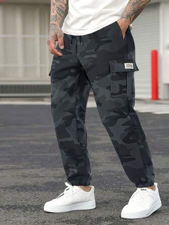 1pc Outdoor Camo Cargo Pants Men, Spring Summer Ankle-Tied Many Pockets Fashion Casual Trousers, Fashionable Street Sportswear Hiking Pants, Couple