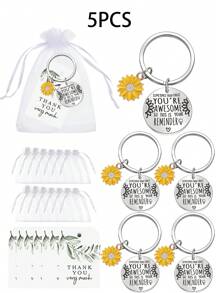 1 件/5 件/10 件/15 件励志向日葵钥匙扣礼品套装，欧根纱袋感谢派对用品牛皮纸标签，你很棒，鼓舞人心的话语，不锈钢钥匙扣，可与汽车钥匙、门钥匙、钱包配件一起使用汽车配件包饰背包学校可爱哥特式 Y2k 包配件挂绳带身份证夹汽车配件包饰 - 彩色 - 查看 11