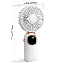 ColdSky Portable Handheld Fans, 4000mAh Battery Operated Fan With LED Display, Handheld/Neck/Desk 3 In 1 Personal Mini Fan, 90° Foldable Desk Fan With Base, 5 Speeds Lash Fan Makeup Fan For Women - White - View 2