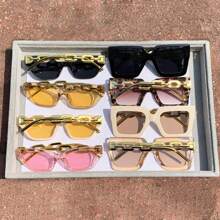 8pcs/Set Women's Fashionable Multi-Color Chain Eyeglasses, Suitable For Daily Life, Beach Vacation, Photography, Party Events As Gifts For Summer Beach Vacation,Outdoor,Travel