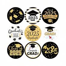 2025 Graduation Stickers, 2025 Graduation Labels, Round Adhesive Stickers, Gift Packaging Bag Labels, Gift Tags, Graduation Congratulations Stickers, Graduation Decorative Stickers, Sealing Stickers, Self-Adhesive, Class Of 2025, Envelopes, Graduation Cards, Graduation Cap Stickers, Graduation Ceremony & Party Decorations, Graduation Gifts, Holiday Decorations, 2.5cm/3.5cm