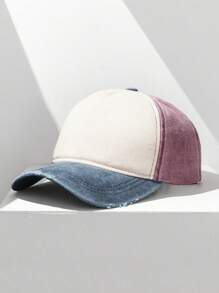 1pc Colorblock Vintage Distressed Unique Women Baseball Cap, Outdoor Sun Protection Outfit Accessory