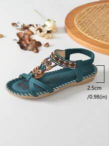 Sandálias Rasteiras Femininas da Moda com Strass no Dedão, Estilo Boêmio, Confortáveis, Versáteis, de Verão