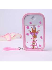 1pc Pink Leather Portable Mist Sprayer, Comes With Giraffe Printed Makeup Setting Spray Atomizer, Essential Summer Accessory Home Bathroom Decor - Pink - View 2