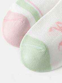 10 pares/5 pares Calcetines cortos para niñas y niños con diseños de dibujos animados, letras, rayas y moños en contraste con malla, transpirables y de secado rápido para el verano, la primavera, el otoño y actividades deportivas, regalos para niñas, niños, mamá y papá