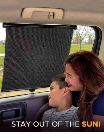 1 pieza/2 piezas Sombrilla lateral retráctil para ventana, cortina enrollable para parasol de coche con ventosa de succión