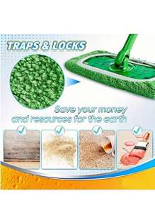 1/4 件，超细纤维清洁拖把替换垫，兼容扫地机，平板拖把布，可清洗且耐用的替换拖把布，干湿两用，易于清洁，清洁用品，返校用品 - 綠色 - 查看 7