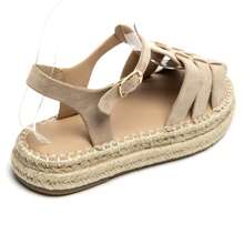 Sandales compensées en espadrille avec brides entrecroisées – Style bohème chic - 卡其色 - 查看 5