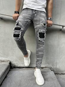 Herren Mode Streetwear Stil Destroyed Skinny Denim Jeans