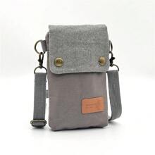 Solid Color Canvas 3 Layer Crossbody Cell Phone Bag Simple Cloth Women's Bag Fashion Satchel Shoulder Coin Purse