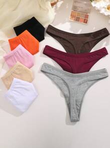 16pcs Ladies Multicolor Cotton Comfortable Breathable Fitted Low Waist Sexy Thongs - 彩色 - 查看 4