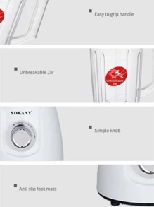 SOKANY 1 Stück SK185 Multifunktions-Mixer 500W 2-in-1 1,6 Liter Eiszerkleinerer Lebensmittelverarbeiter, Kaffee-/Gewürzmühle, Milchshake-Mixer für Milchshakes und Milchshakes - Schwarz