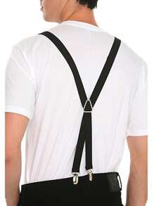 1 Pc X-Type Suspenders With Elastic Back Support, Suitable For Formal And Casual Wear - Black - View 2