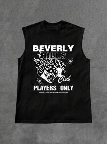 Men's Casual Dice Pattern Printed Top, Paired With Casual Pants, Suitable For Travel/Vacation/Outdoor Camping/Sports - Black - View 3