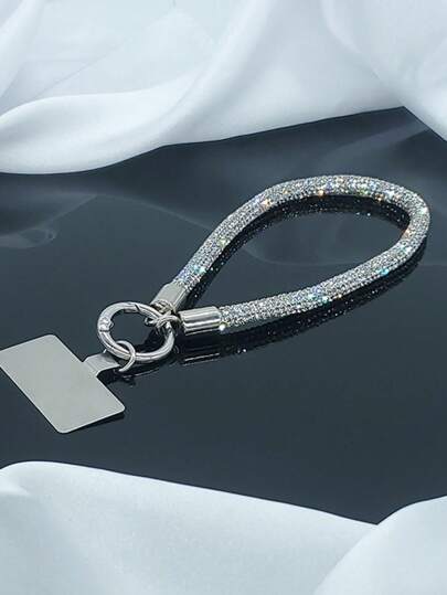 1pc Luxury Bling Bling Crystal Mobile Phone Chain, Rhinestone Pendant, Short Wrist Strap For All Phone Models, Smartphone Lanyard, Anti-Loss High-End Accessory