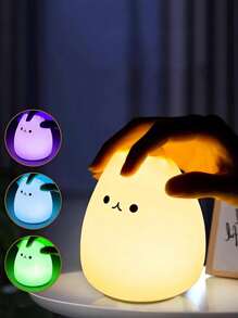 1 件可爱 LED 猫夜灯：7 种颜色、电池供电、暖白色、呼吸模式 - 生日和节日的完美礼物