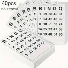 40pcs Non-Repeating Number Bingo Cards, Unique Blackjack Cards, Lottery Number Playing Cards, Suitable For Family Holiday Parties, Outdoor Travel Games, Best Gift - Multicolor - View 8