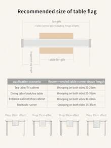1pc Vintage Patterned Table Runner, Tasseled Decor To Enhance Dining Environment, Suitable For Holiday Celebrations - Green - View 5