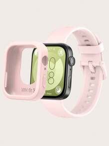Set de 2 piezas: Correa de reloj de silicona desmontable de unicolor + Funda protectora de silicona de marco completo compatible con Huawei Watch Fit 3 - Reloj Fit 3 - Ver 16